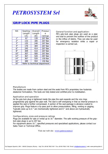 GRIP LOCK PIPE PLUGS