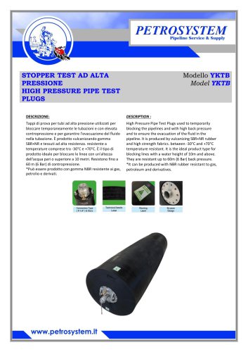 HIGH PRESSURE PIPE TEST PLUGS Model YKTB