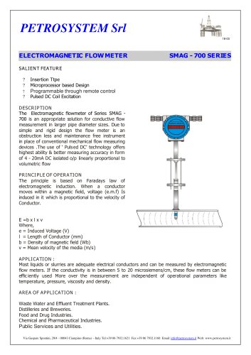 In line magnetic Flow meters 