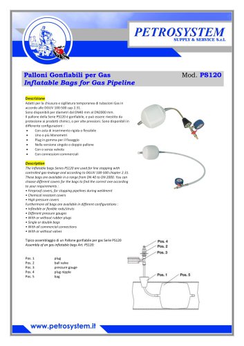 Inflatable Bags for Gas Pipeline Mod.PS120