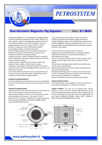 MAGNETIC Non Intrusive Pig Signaller