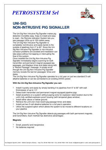 Non Intrusive Magnetic Pig Signallers