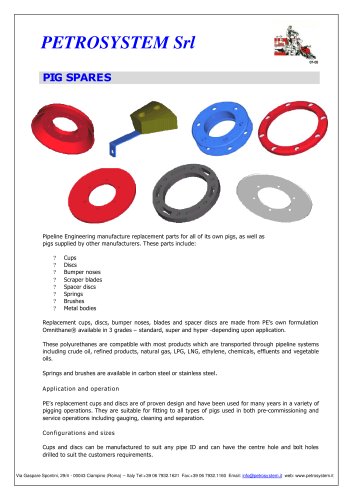 Pig spares - Cups, discs, brushes