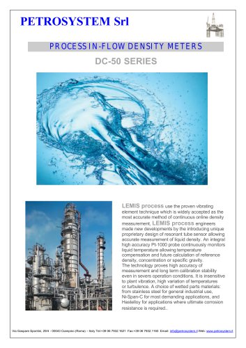 PROCESS IN-FLOW DENSITY METERS DC-50 SERIES