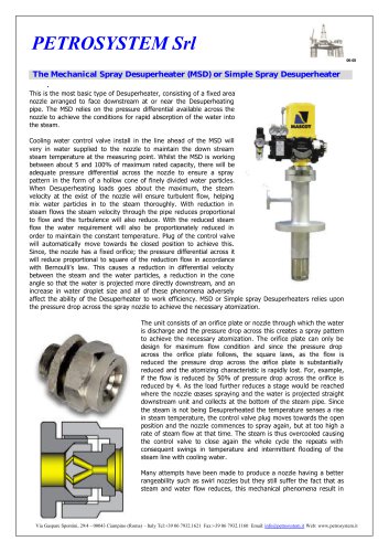 The Mechanical Spray Desuperheater (MSD) or Simple Spray Desuperheater