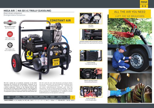 Direct driven compressor MA SD 3 G TROLLY (ELECTRIC or GASOLINE version)