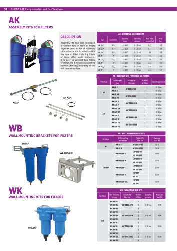 WB - wall mounting brackets for filters