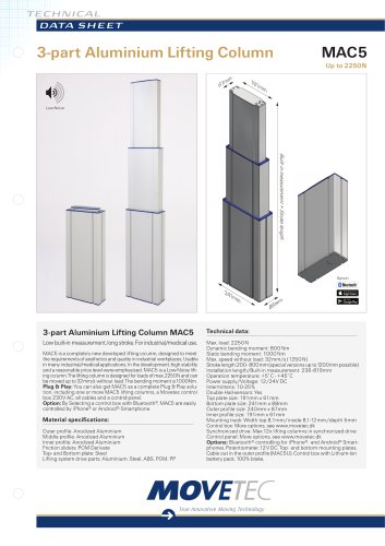 3-part Aluminium Lifting Column MAC 5