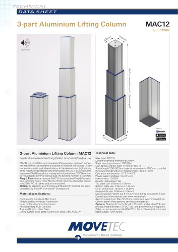 3-part Aluminium Lifting Column MAC12