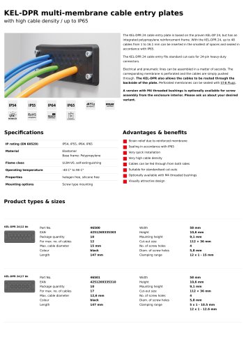 KEL-DPR multi-membrane cable entry plates