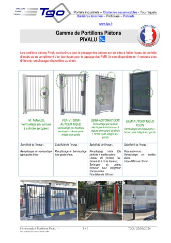 PORTILLONS PIVALU MANUELS ET SEMI-AUTOMATIQUES