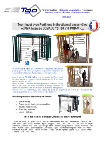 TOURNIQUET AVEC PASSE-VELOS INTEGRE TS120 PMR-V