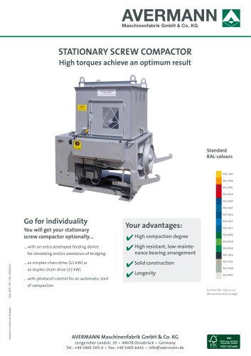 Stationary screw compactor