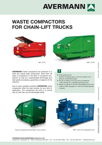 Waste compactors for chain-lift trucks