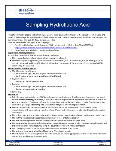 Sampling Hydrofluoric Acid