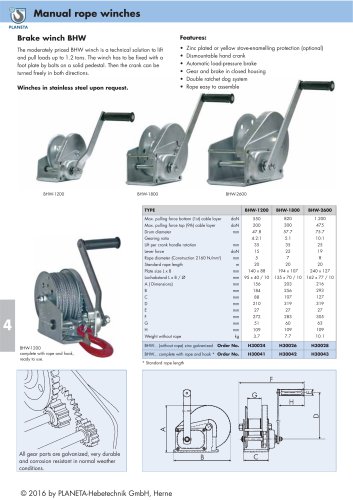 Manual Rope Winch BHW