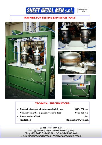 MACHINE FOR TESTING EXPANSION TANKS