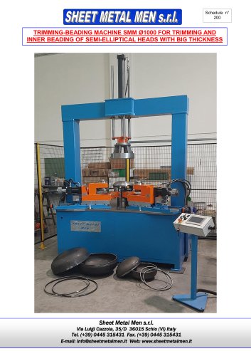 Trimming and beading machine SMM 1000 for semi-elliptical heads