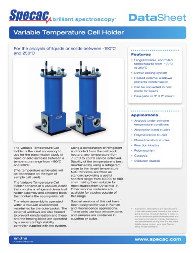 Variable Temperature Cuvette Holder