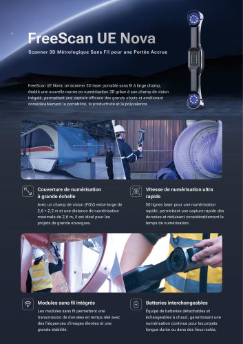 FreeScan UE Nova | Scanner 3D Métrologique Sans Fil pour une Portée Accrue