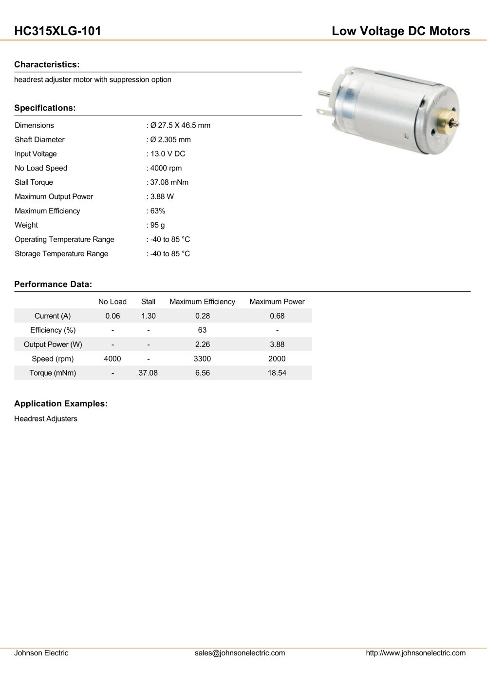 hc315xlg-101 - Johnson Electric