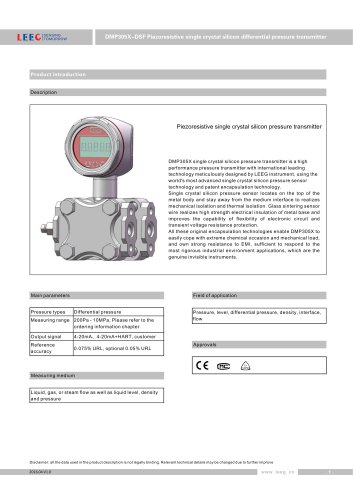 DMP305X-DSF Sanitary differential pressure transducer