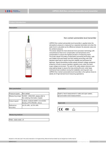 LMP633-NLN non-vented submersible level sensor