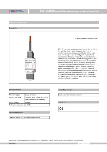 SMP131-TLN Ecnomical Pressure Transmitter