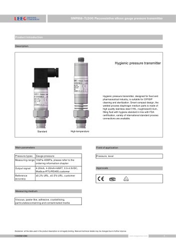 SMP858-TLD(H) sanitary gauge pressure transducer