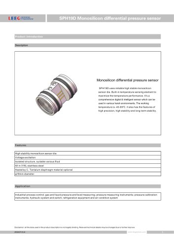 SPH19D Differential pressure sensor