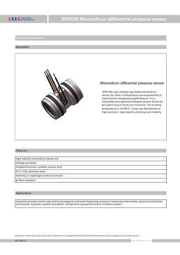 SPH19D differential pressure sensor - LEEG Instruments