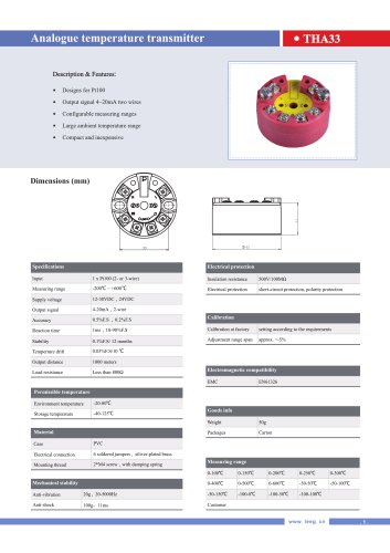 THA33 Analogue Temperature Transmitter