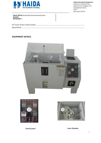 Salt spray chamber/Corrosion fog chamber