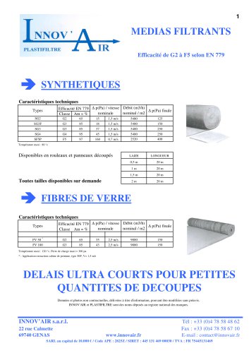 Médias Synthétiques Efficacité de G2 à F5