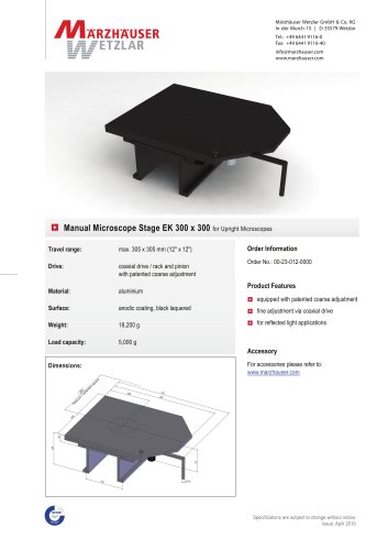 Manual microscope stage EK 300 x 300