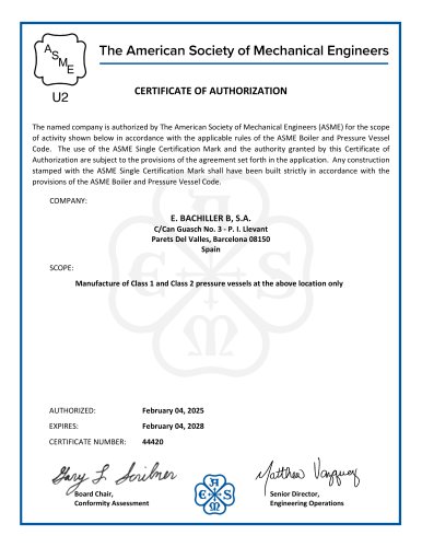 ASME VIII, Div. 1 - U2 STAMP