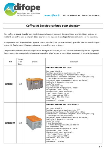 Coffres de stockage pour chantiers