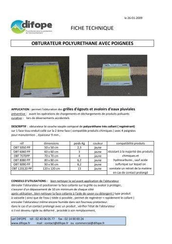 Obturateur polyuréthane