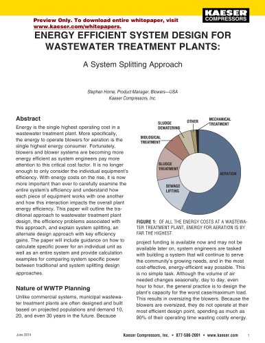 ENERGY EFFICIENT SYSTEM DESIGN FOR  WASTEWATER TREATMENT PLANTS