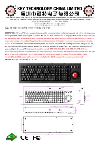 Mechanical Keyboard with trackball K-TEK-M506-50-MTB-AVR-KP-FN-MA-BL-151B-BT-DT