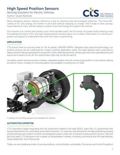 High Speed Position Sensors