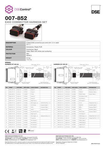 007-852 E400 Connector Harness Set