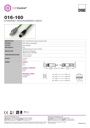 016-160 ETHERNET PROGRAMMING CABLE