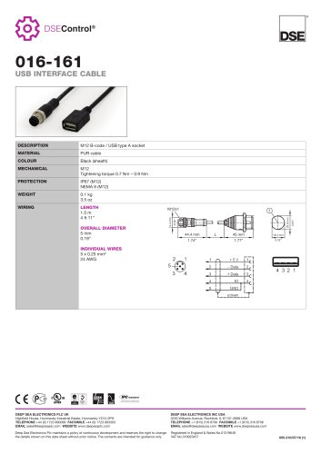 016-161 USB INTERFACE CABLE