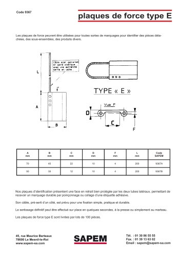 plaques de force type E