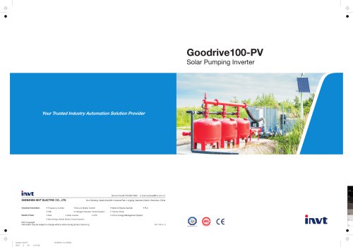 INVT GD100-PV Series solar pump inverter Product Manual