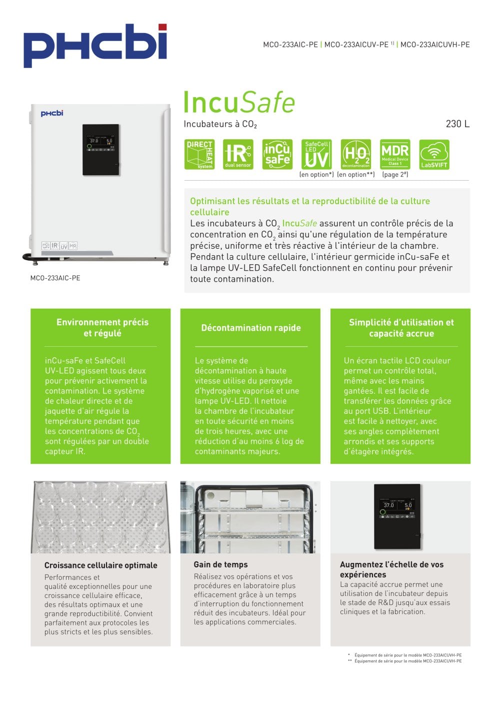 MCO-233AIC-PE / MCO-233AICUV-PE / MCO-233AICUVH-PE  - Incubateurs &agrave; CO2 - PHC Europe B.V. / PHCbi
