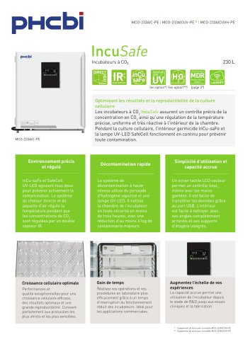 MCO-233AIC-PE / MCO-233AICUV-PE / MCO-233AICUVH-PE  - Incubateurs à CO2