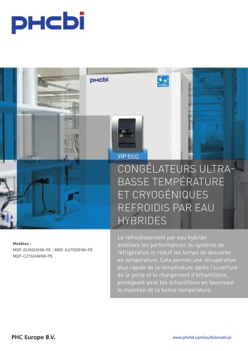 MDF-DU502VHW-PE - MDF-DU702VHW-PE - MDF-C2156VANW-PE - Hybrid Water Cooled Freezers