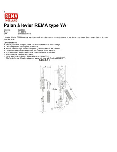 Palan à levier REMA type YA